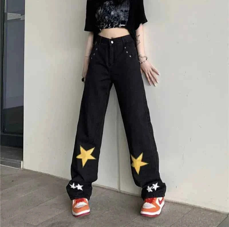High Waist Vintage Star Hip Hop Jeans