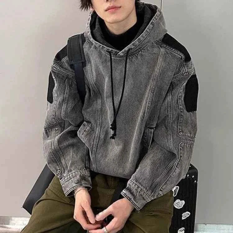 Vintage Japanese Style Denim Hoodie