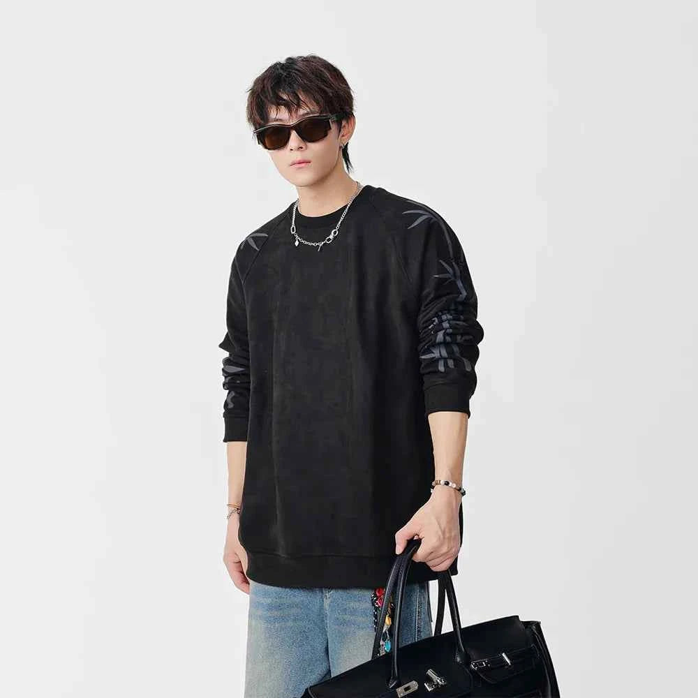 Bamboo Pattern Crew Neck Sweatshirt