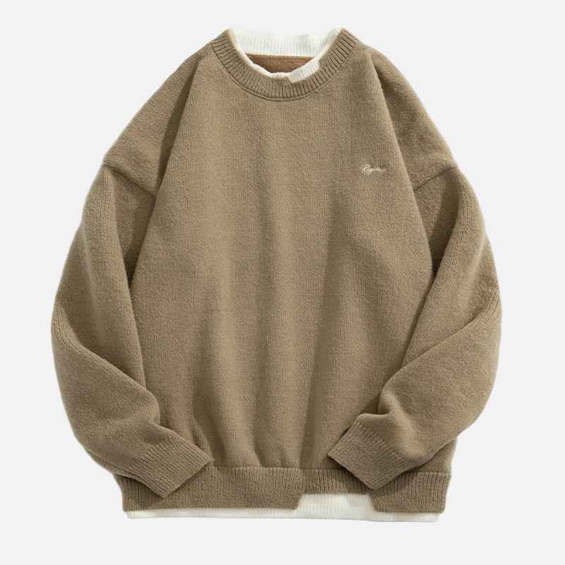 Cozy Fake Two-Piece Matching Knitwear Sweater