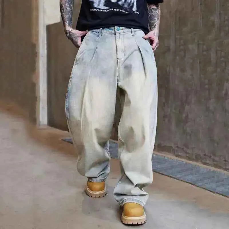 Flattering Vintage Washed Distressed Wide Leg Jeans