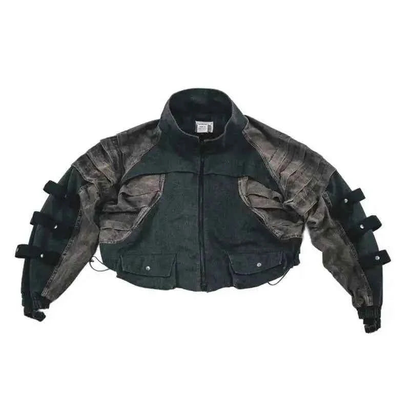 Dark Punk Stand Collar Patchwork Jacket