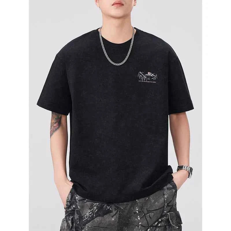 Breathable Black Round Neck Casual T-Shirt