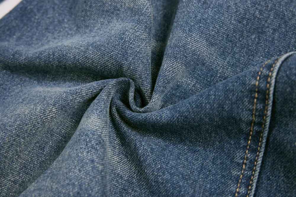 Irregular Distressed Spliced Washed Wide Leg Jeans
