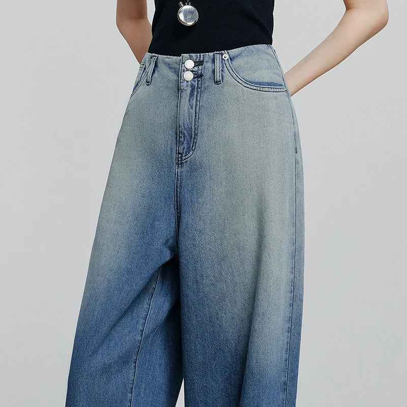 Chic Blue Summer Wide Leg Denim Jeans