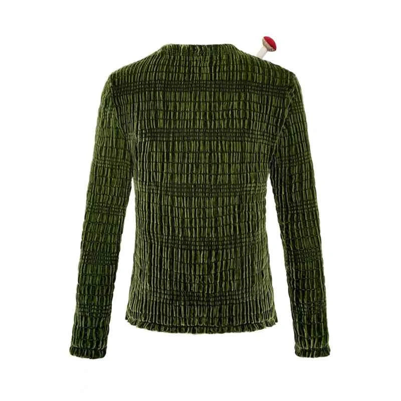 Punk Silk Velvet Asymmetrical Collar T-Shirt