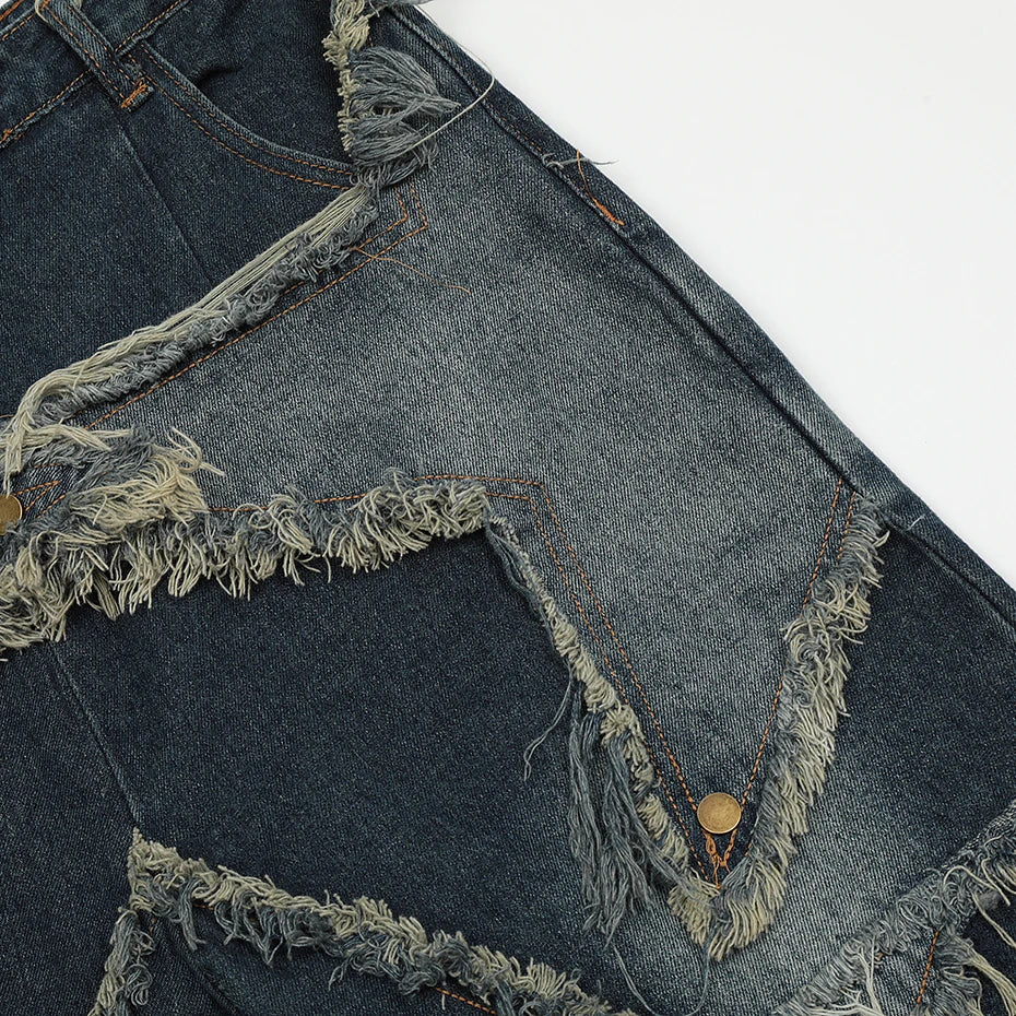 Blue Denim Tassel Star Shorts