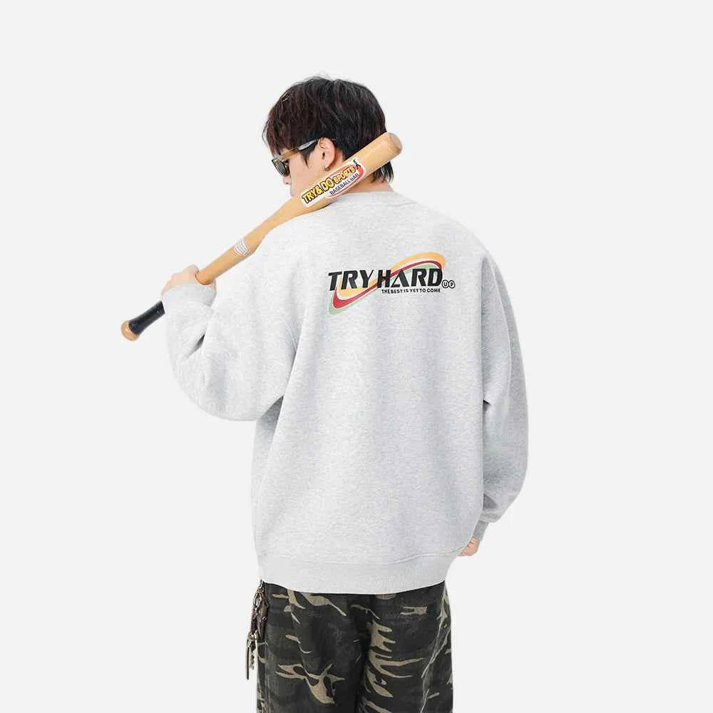 Comfortable Cozy Logo Print Crew Neck Sweatshirt