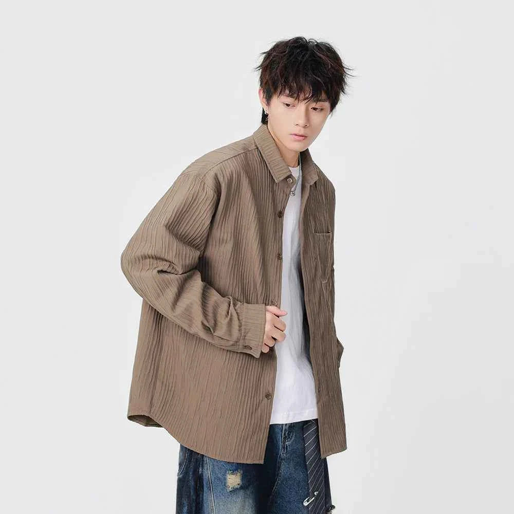 Y2K Vertical Striped Casual Long Sleeve Shirt