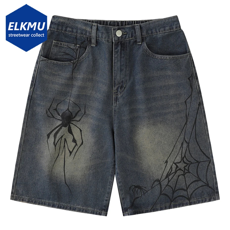 Spider Cobweb Printed Fashion Streetwear Shorts