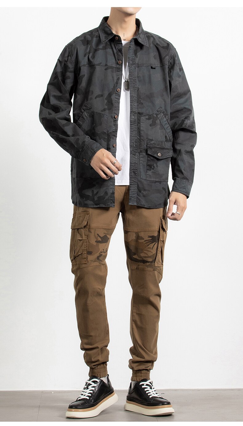 Classic Safari Camo Style Patch Pocket Jacket
