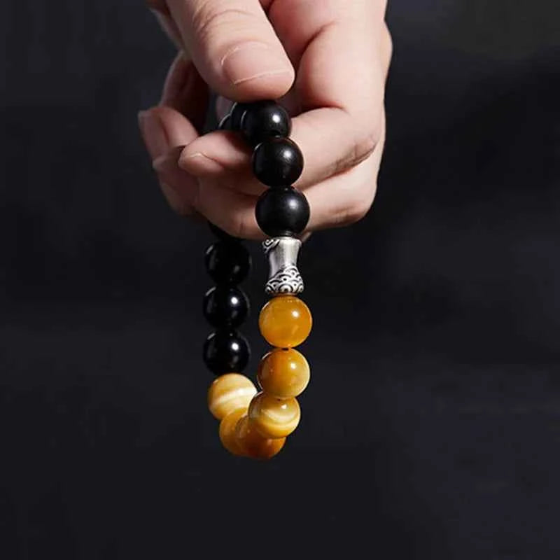 Natural Tiger Eyes Obsidian Stone Bracelet