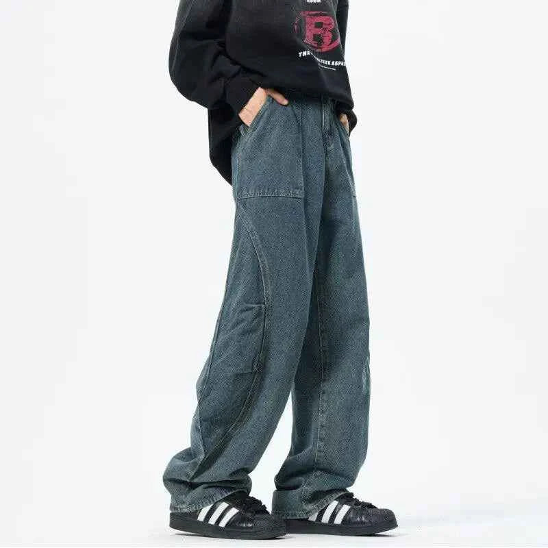 Personality Patchwork Baggy Straight Jeans