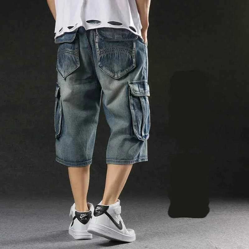 Stylish Loose Baggy Cargo Denim Short