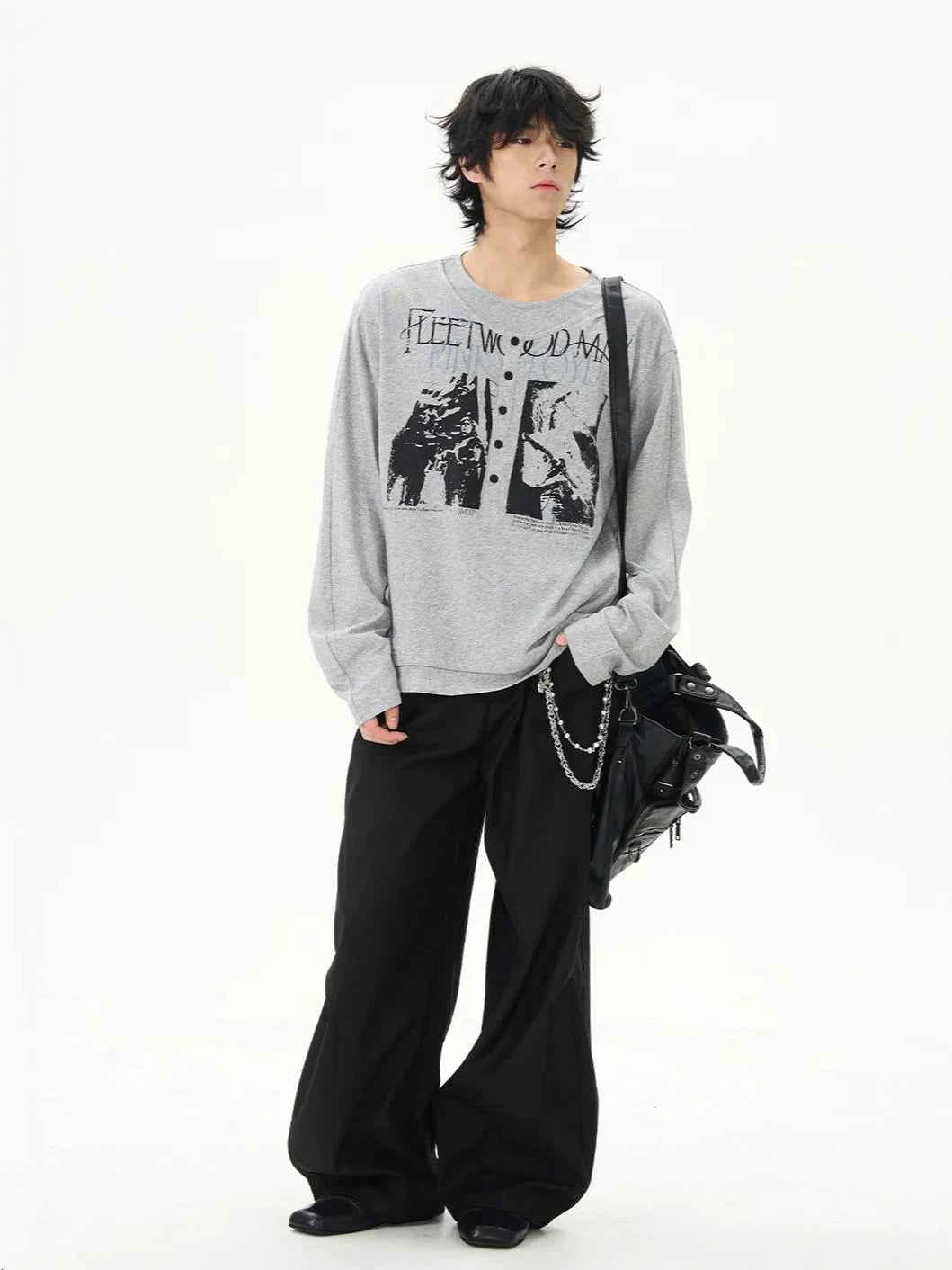 Retro Printed Long Sleeve Hip Hop T-Shirt