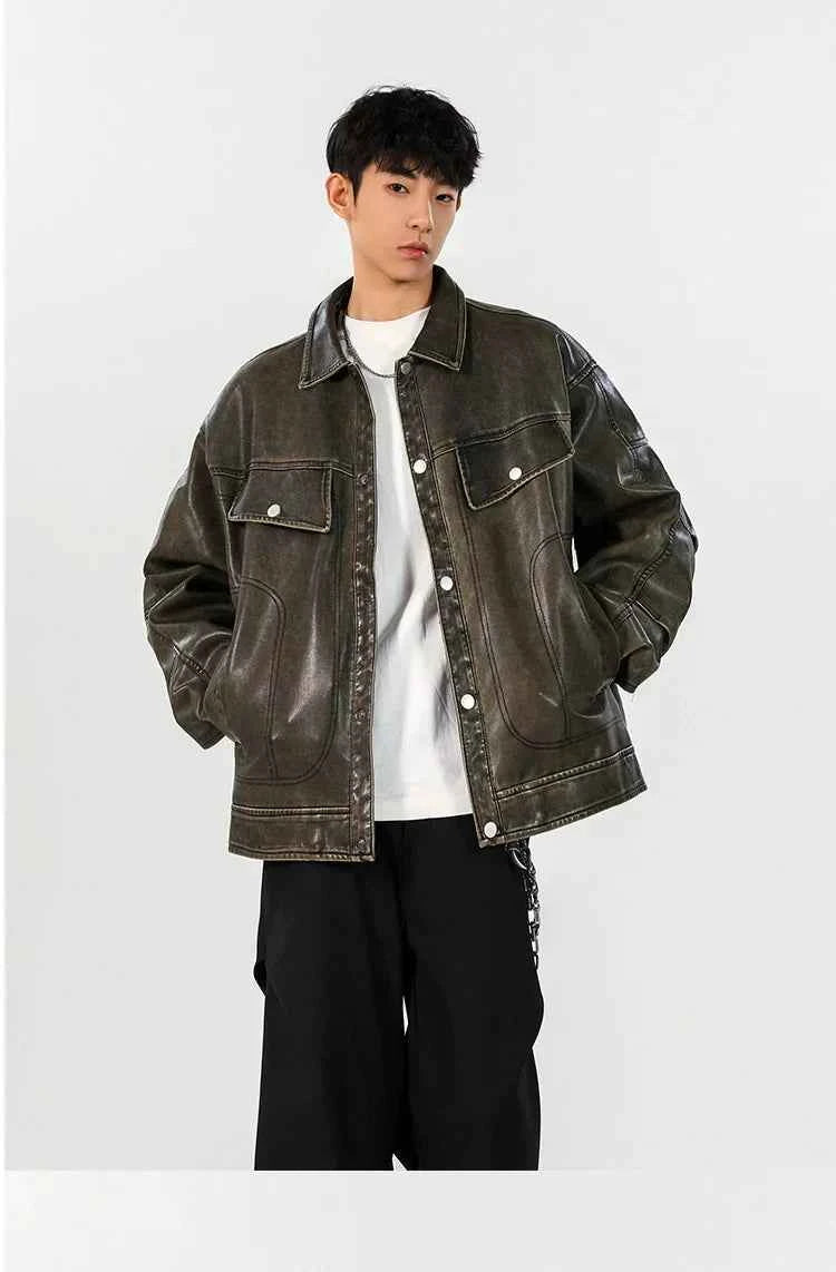 Classic Premium Vintage Loose Leather Motorcycle Jacket