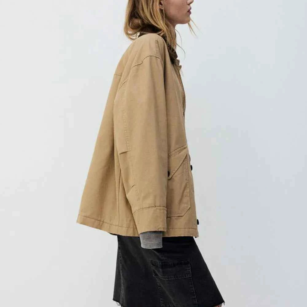 Chic Minimalist Spliced Lapel Jacket