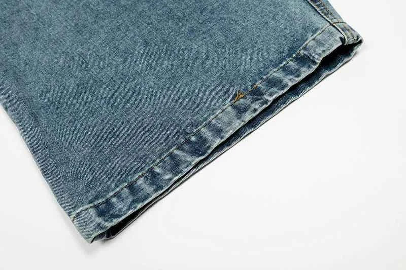 Irregular Patchwork Cargo Denim Wide Leg Jeans
