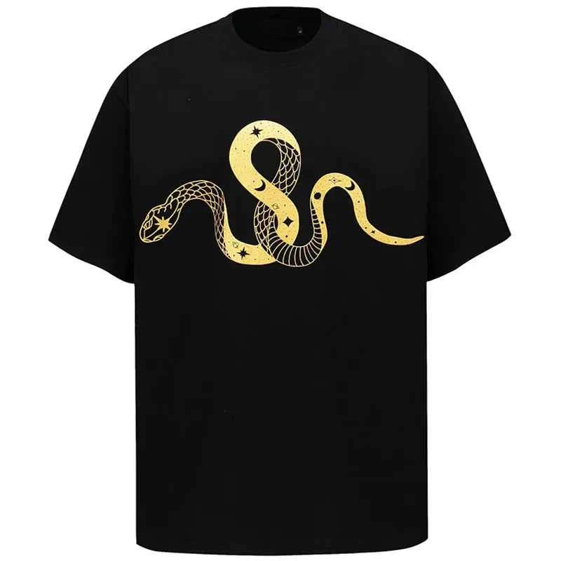 Y2K Python Flower Graphic Printed Cotton T-Shirt