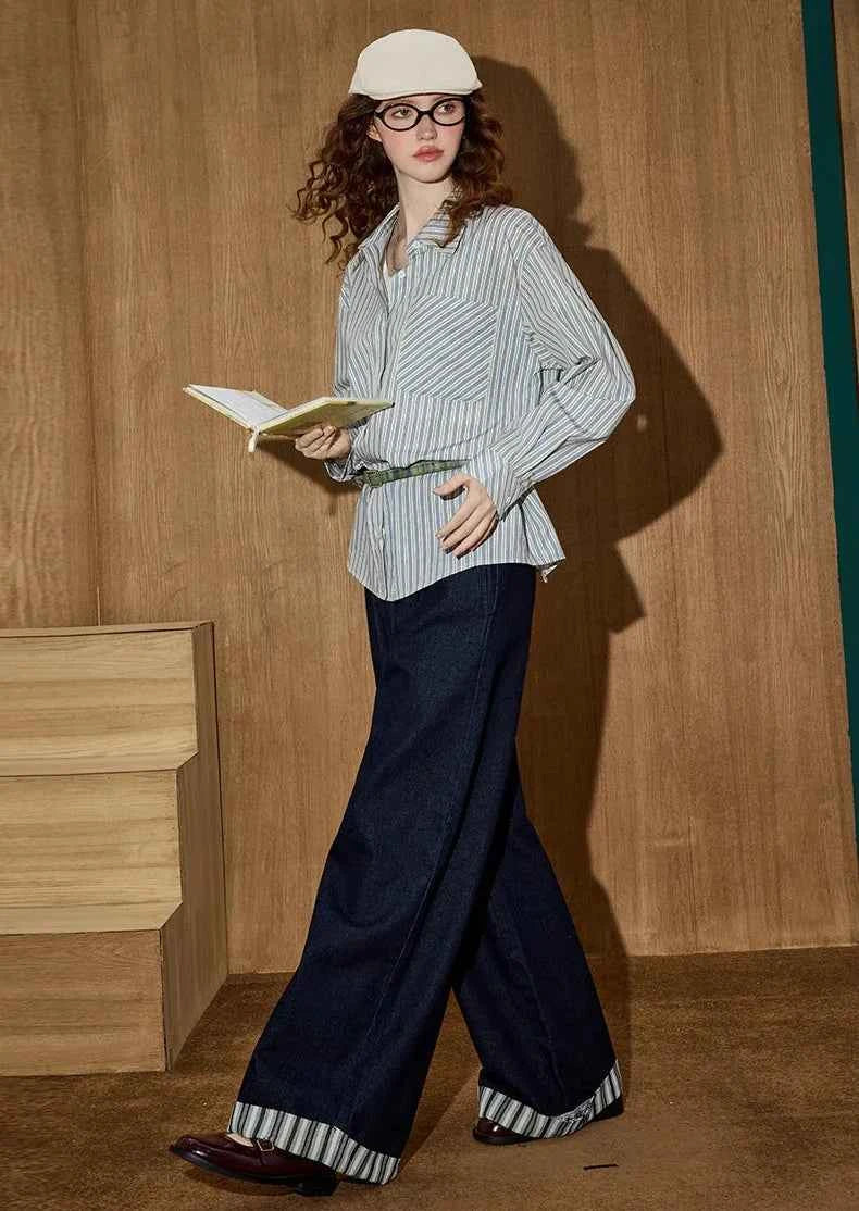 Relaxed Fit Casual Stripe Long Sleeve Shirt