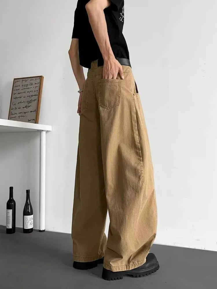 Y2K Cool Khaki Patchwork Cyber Jeans