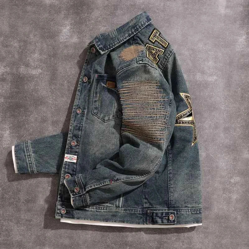 Breathable Retro Embroidered Cowboy Denim Jacket