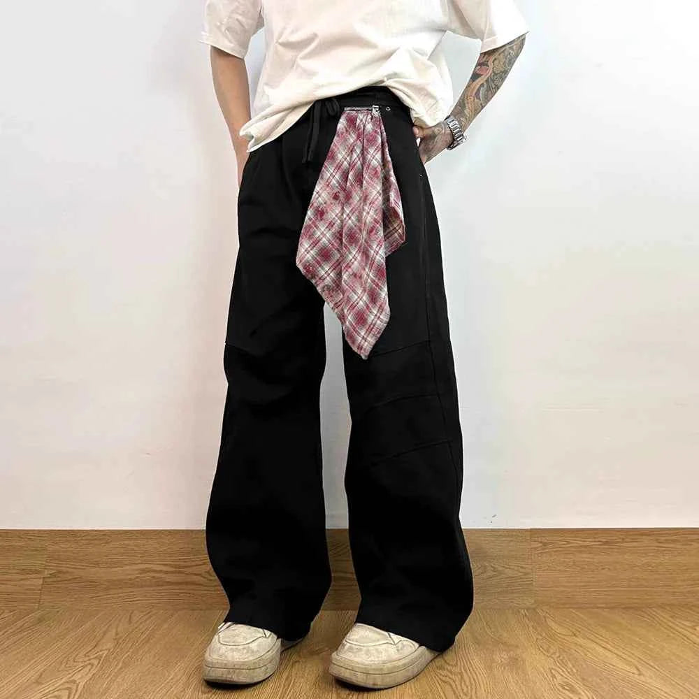 AURA Removable Patchwork Wide Leg Hip Jeans