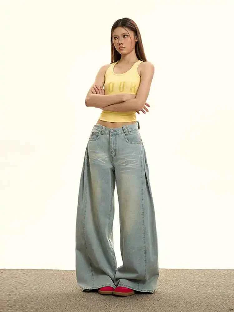 Women Long-lasting Oversize Ripped Blue Denim Jeans