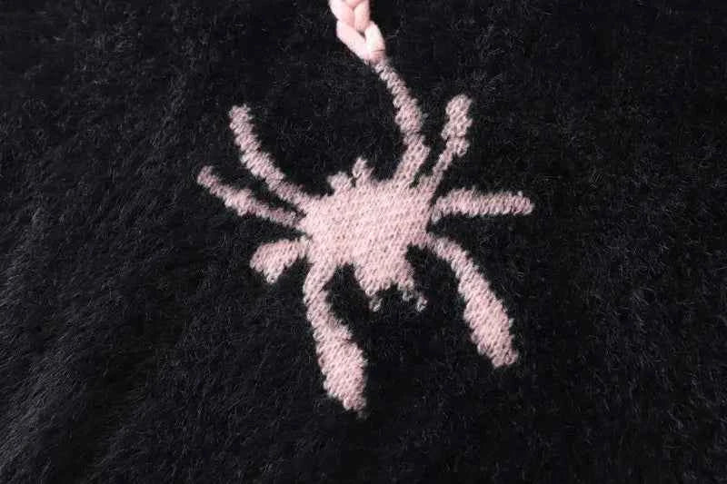 Gothic Oversized Knitted Spider Casual Cardigan