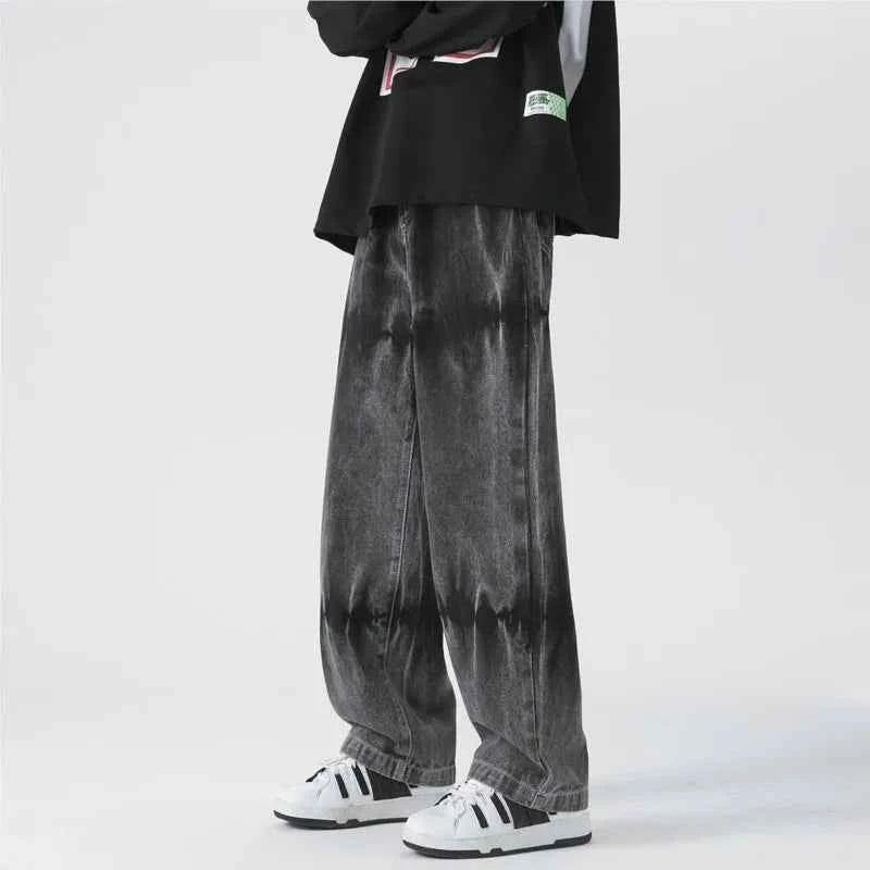 Black Tie Dye Streetwear Straight Jeans