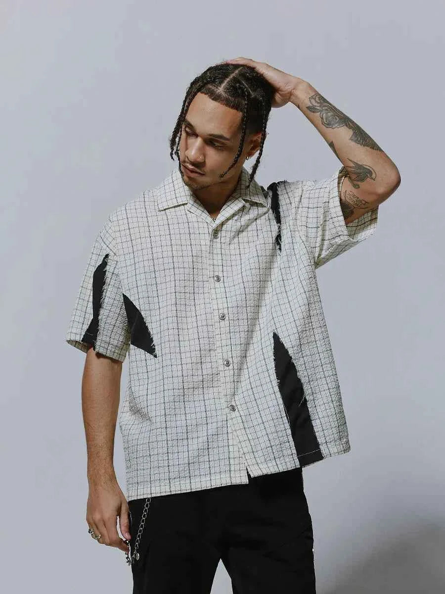 Men Retro Plaid Loose Comfort Lapel Shirt