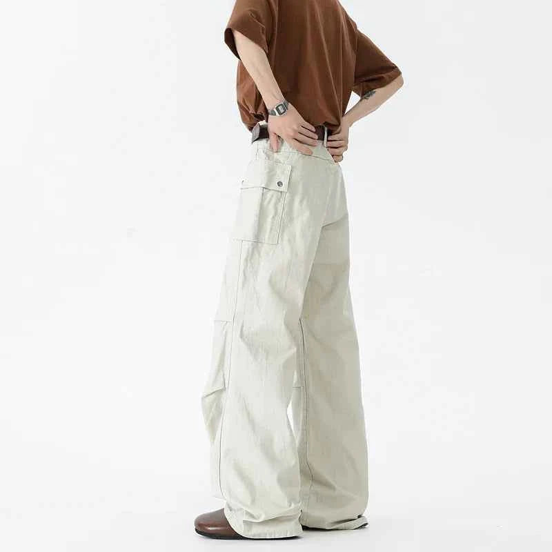 Gray & White Cargo Denim Work Jeans