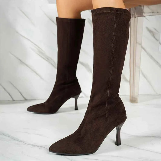 Elegant Toe Stretch Thin High Heels Boots