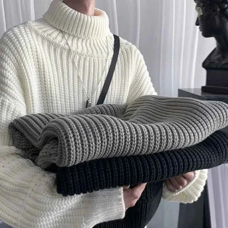 Cozy Korean High Neck Knit Turtleneck Sweater
