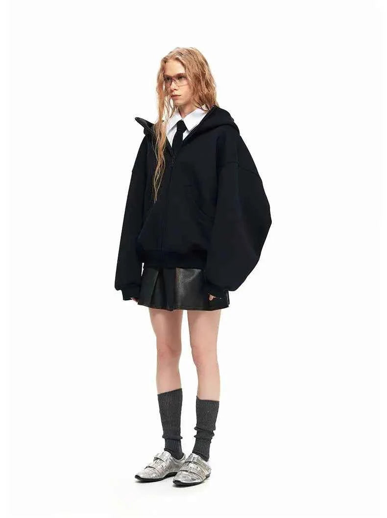 Women Cool Thick Oversize Zip-Up Sweatshirt