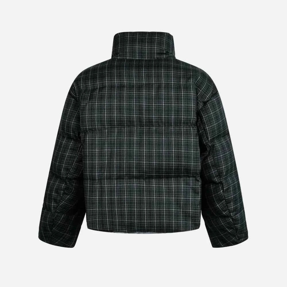 Warm Plaid Double Sided Down Puffer Jacket