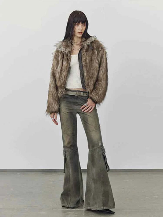 Women Autumn Winter Thick Faux Fur Jacket