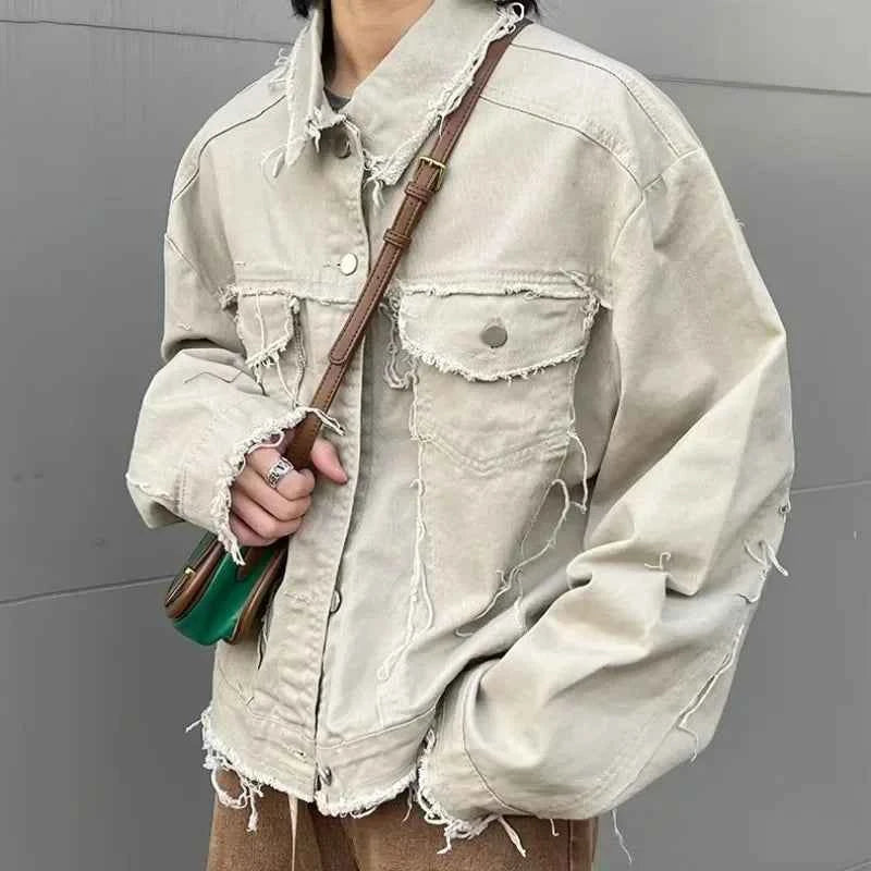 Frayed Retro Workwear Denim Jacket