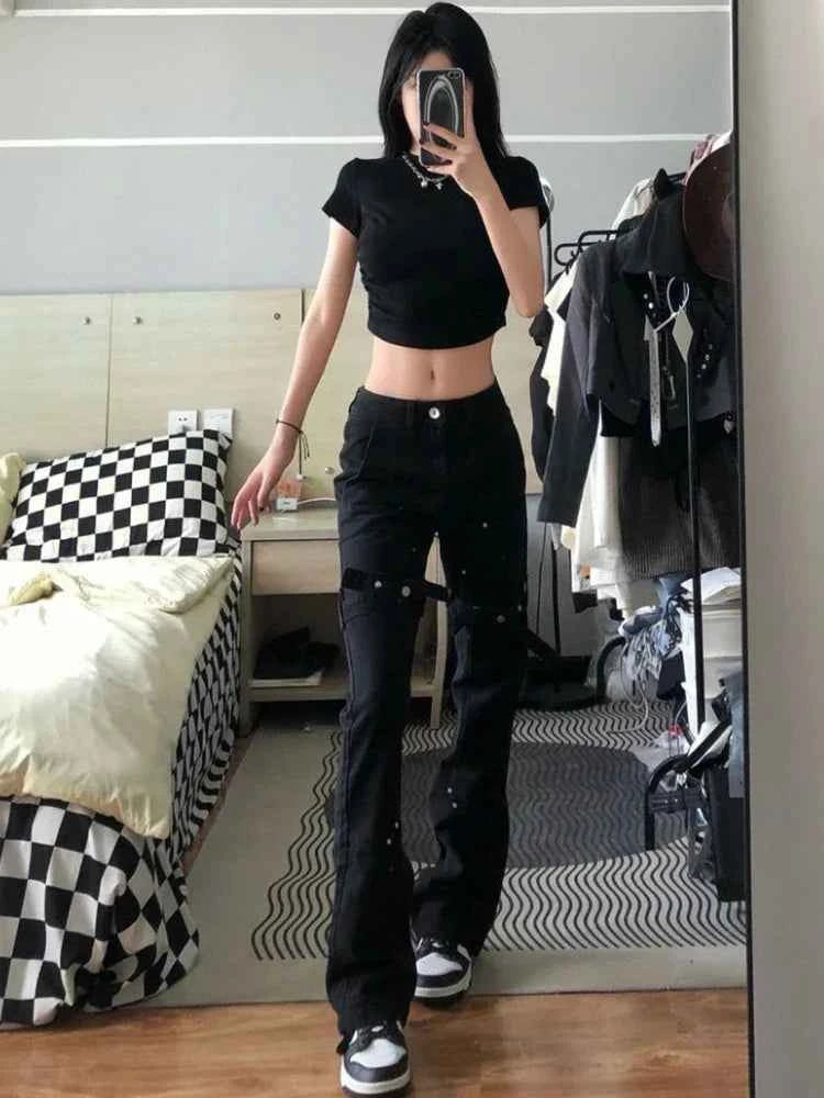 Chic Minimalist Retro Flare Denim Jeans