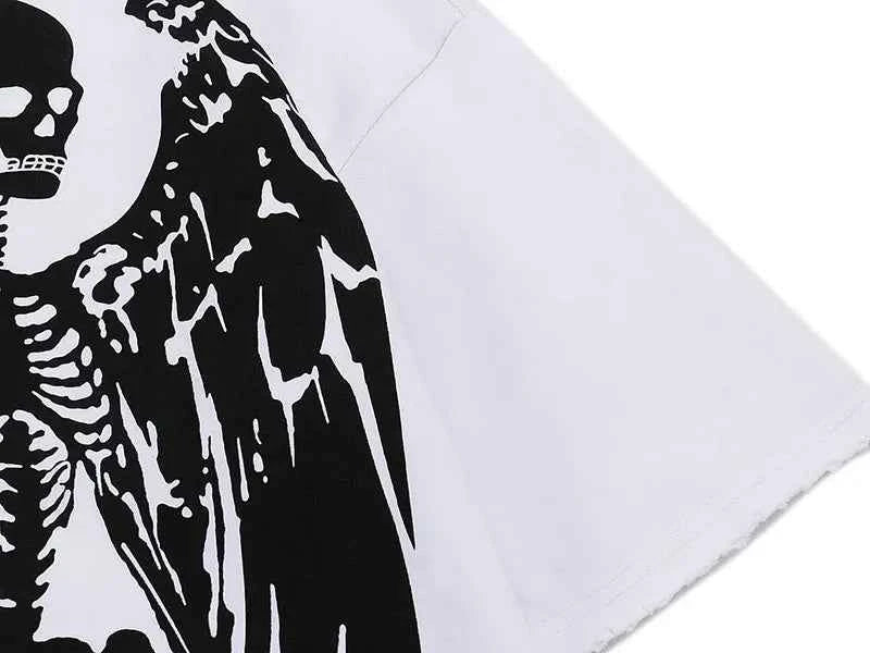 Gothic Angel Skull Skeleton Graphic Printed T-Shirt
