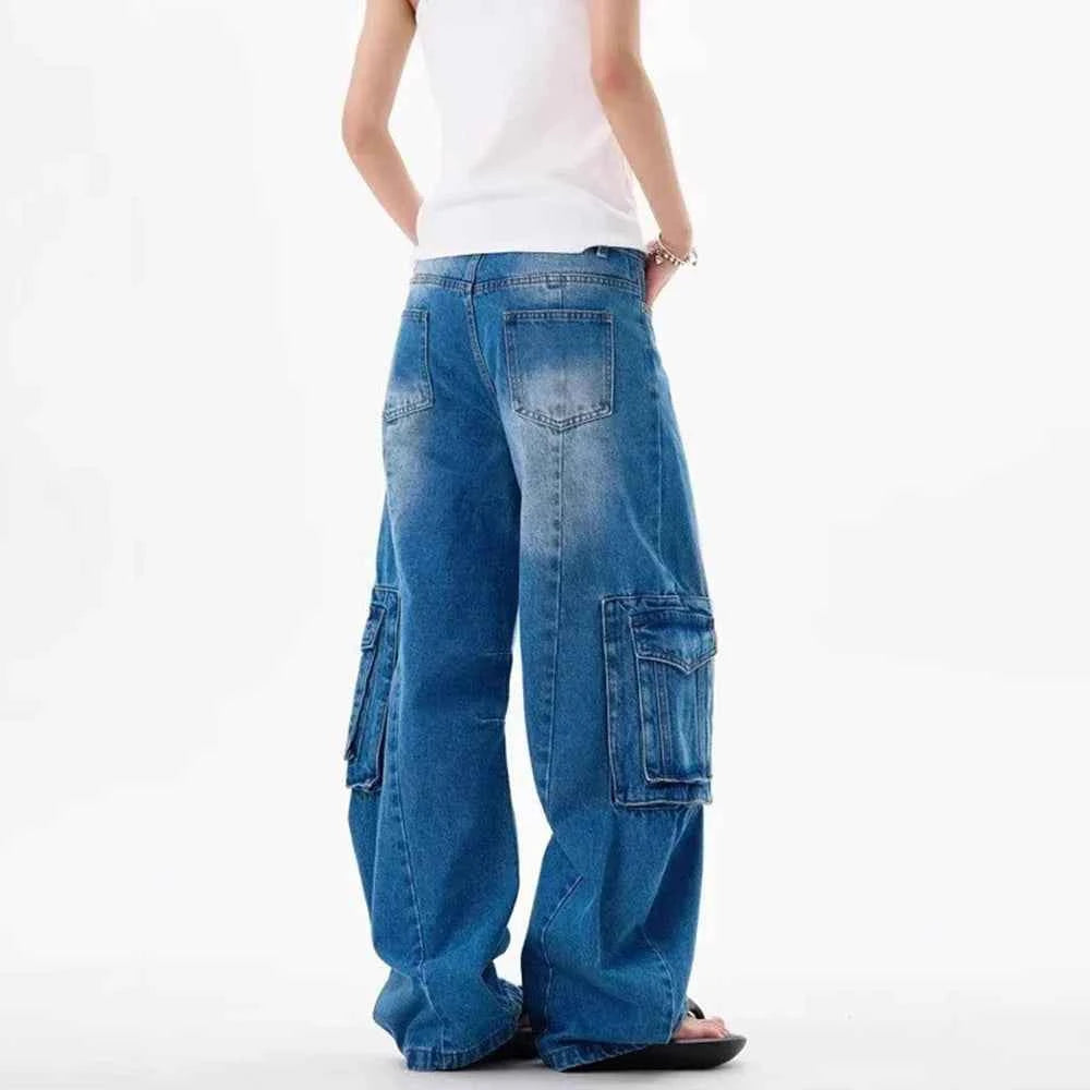 Retro Slim Fit Workwear Denim Cargo Jeans