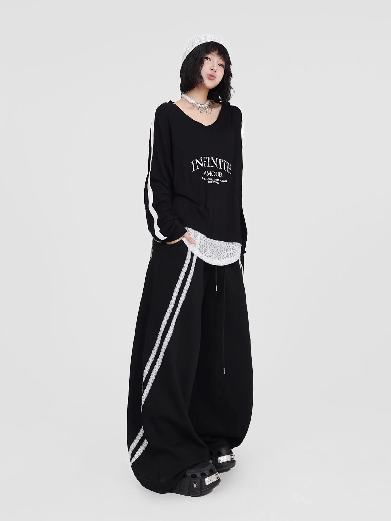 Spicy Black Lace Jazz Leisure Pants - Luxuryurbanwear