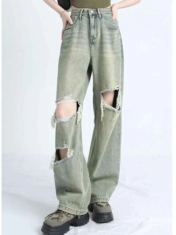 Y2K Streetwear Vintage American Style High Waist Jeans
