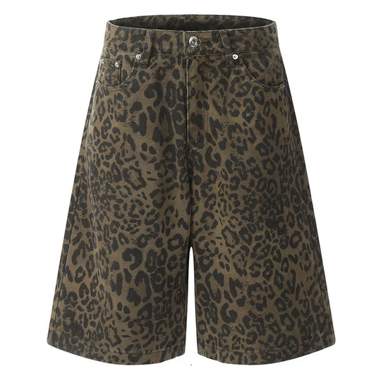 Streetwear Leopard Denim Shorts