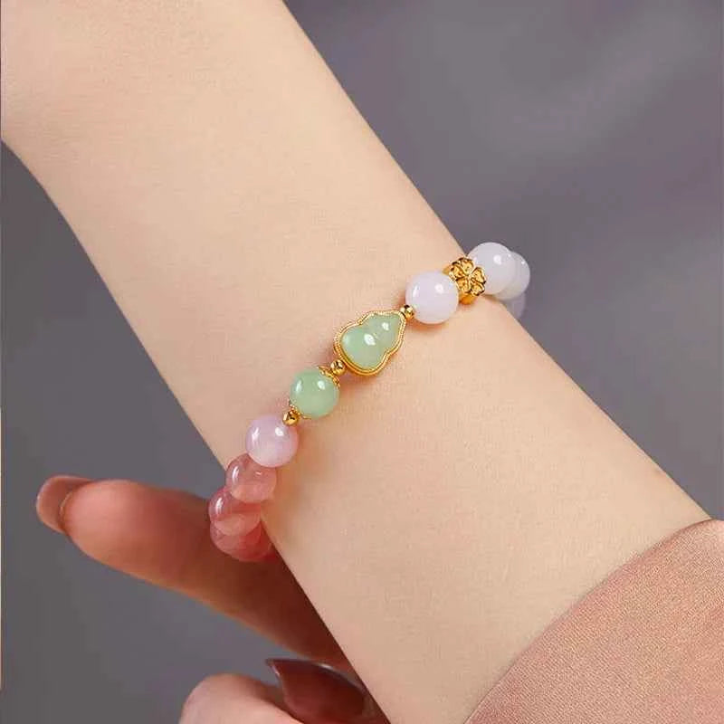 Lucky Cinnabar Red Jade Beaded Bracelet