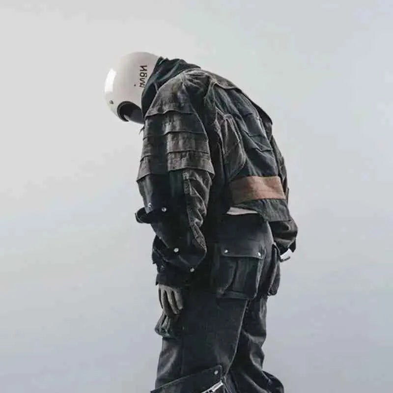 Dark Punk Stand Collar Patchwork Jacket