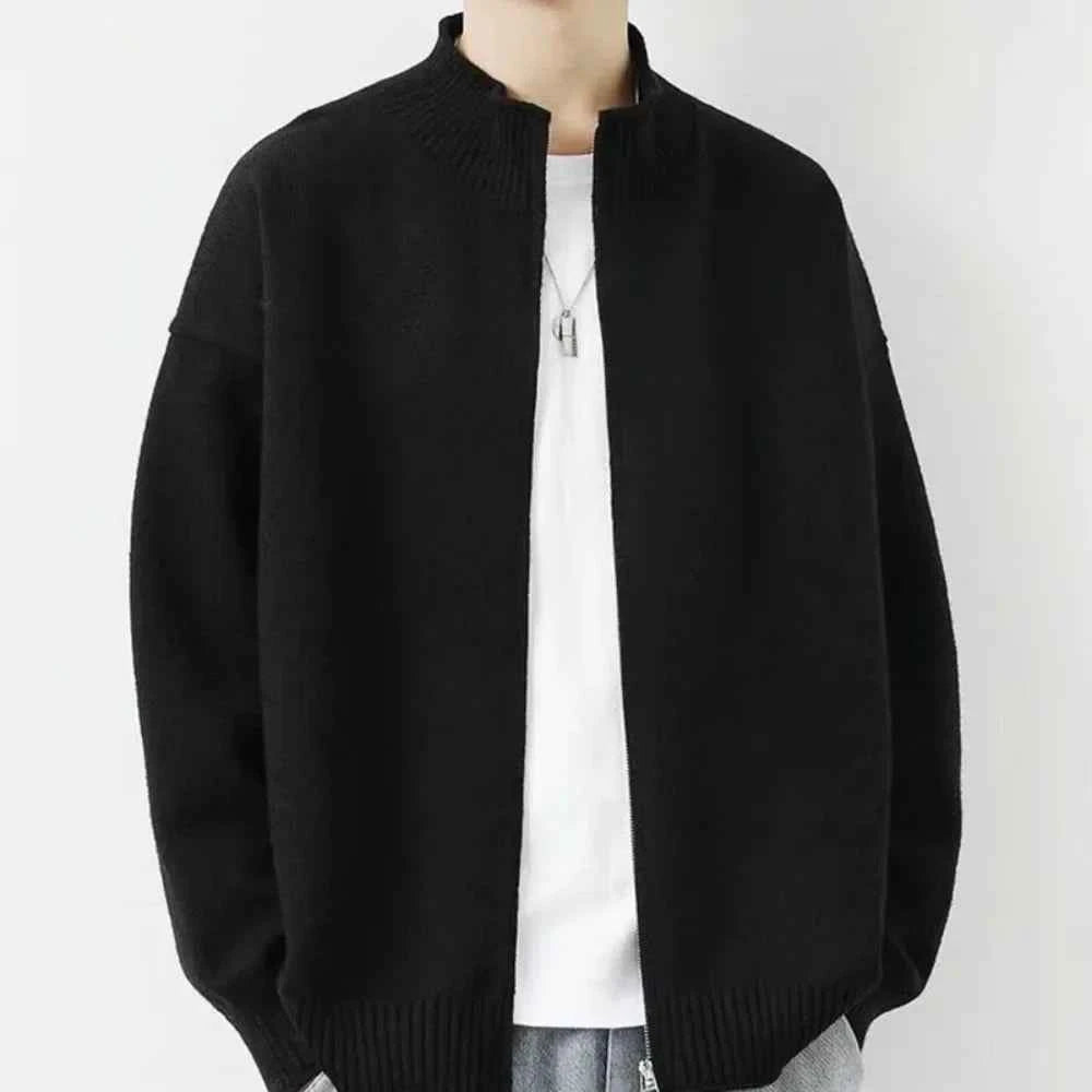 Casual Slim Fit Stand Collar Zipper Sweater