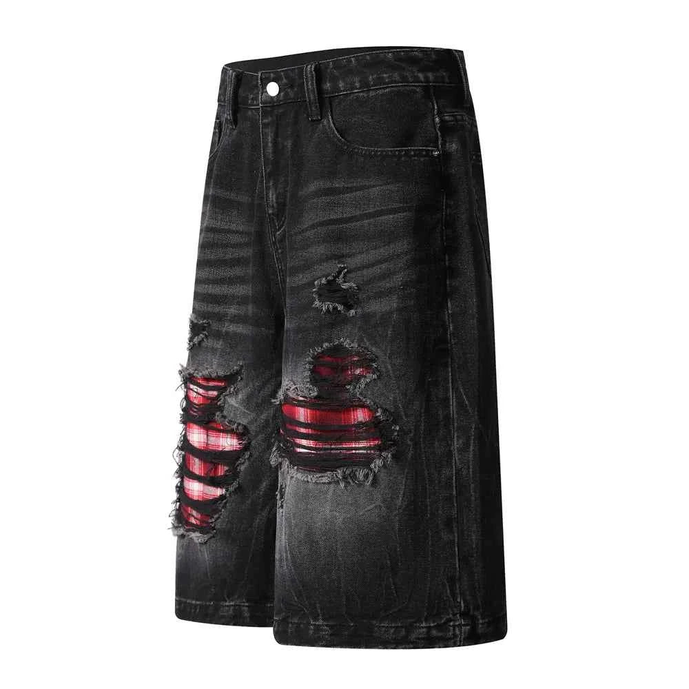 Flattering Black Distressed Ripped Denim Short