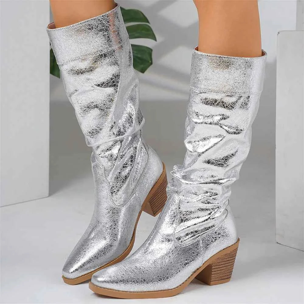 Chic Pointed Toe Heeled Cowboy Boots