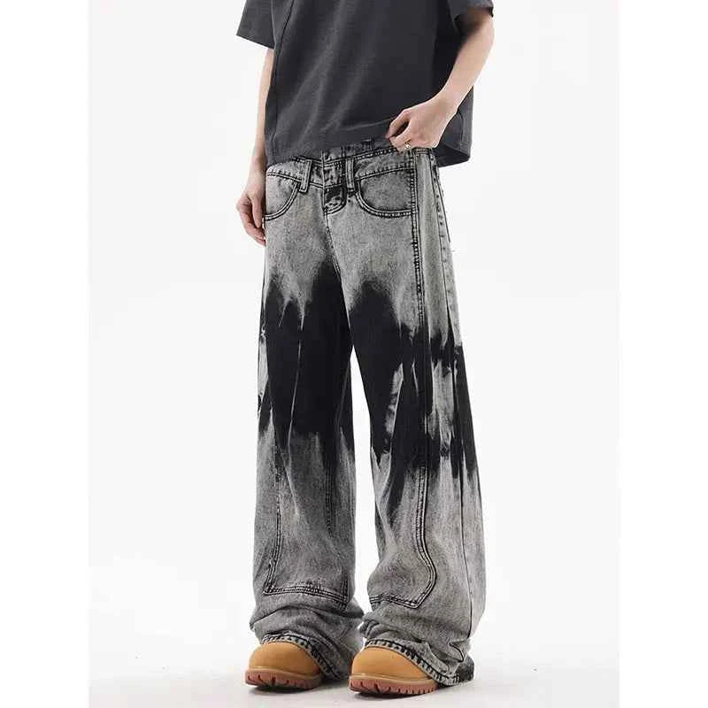 Vintage Patchwork Tie Dye Wide Jeans